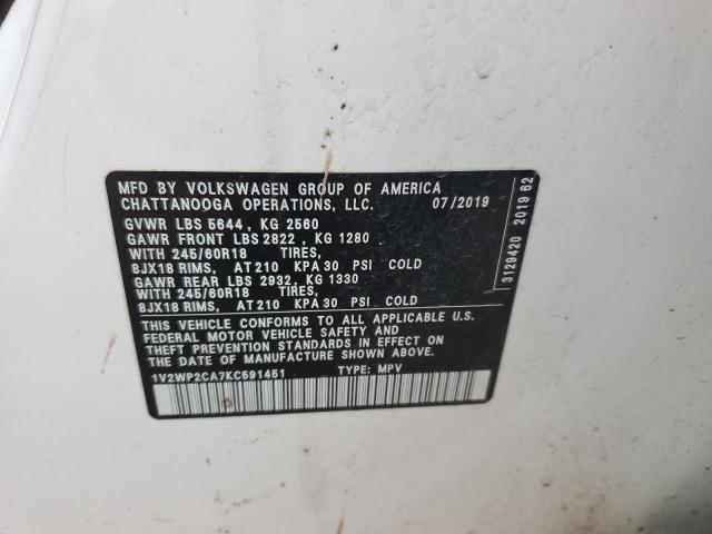 2019 VOLKSWAGEN ATLAS SE - 1V2WP2CA7KC591451