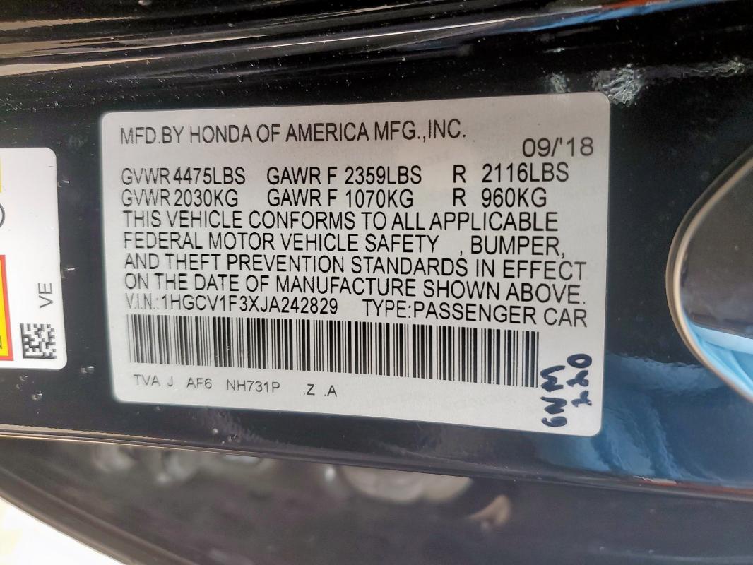 2018 HONDA ACCORD SPO - 1HGCV1F3XJA242829