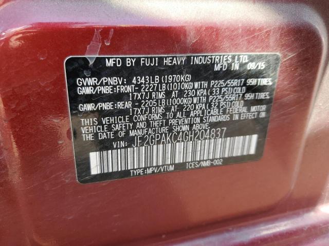 2016 SUBARU CROSSTREK - JF2GPAKC4GH204837