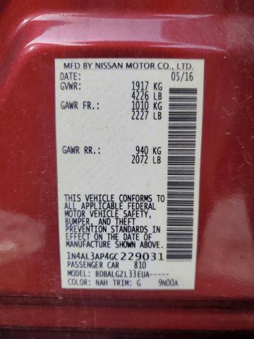 2016 NISSAN ALTIMA 2.5 - 1N4AL3AP4GC229031