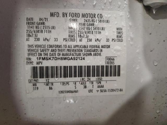 2021 FORD EXPLORER X - 1FMSK7DH8MGA92124