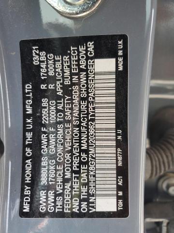 2021 HONDA CIVIC TYPE - SHHFK8G72MU203662