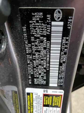 2019 TOYOTA CAMRY L - 4T1B11HK6KU173983