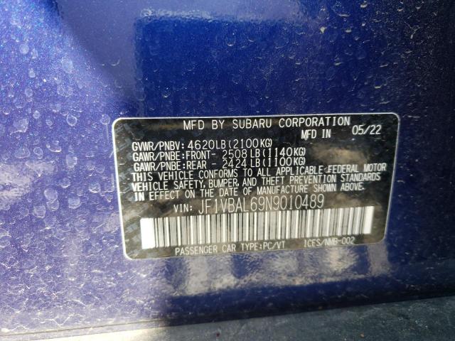 2022 SUBARU WRX LIMITE JF1VBAL69N9010489