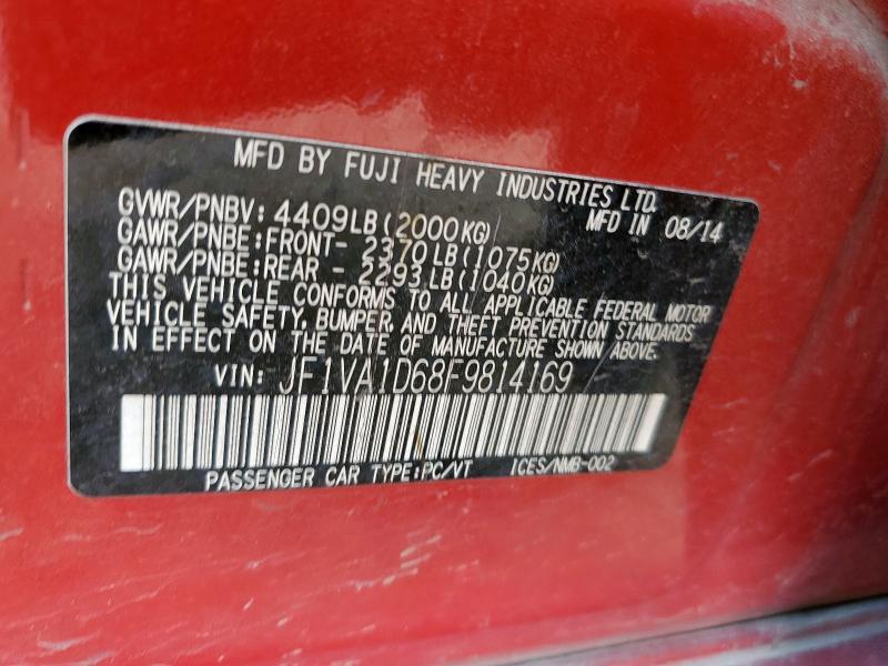 2015 SUBARU WRX PREMIU JF1VA1D68F9814169