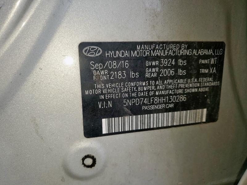 2017 HYUNDAI ELANTRA SE - 5NPD74LF8HH130286