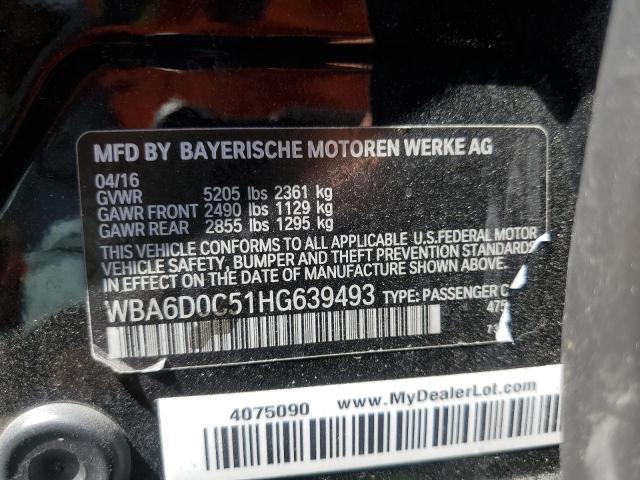 2017 BMW 640 I GRAN WBA6D0C51HG639493