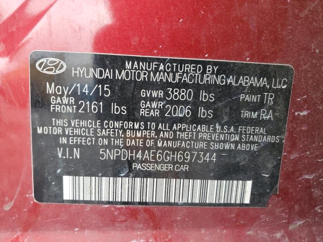 2016 HYUNDAI ELANTRA SE 5NPDH4AE6GH697344