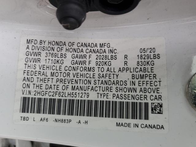 2020 HONDA CIVIC LX - 2HGFC2F62LH551279