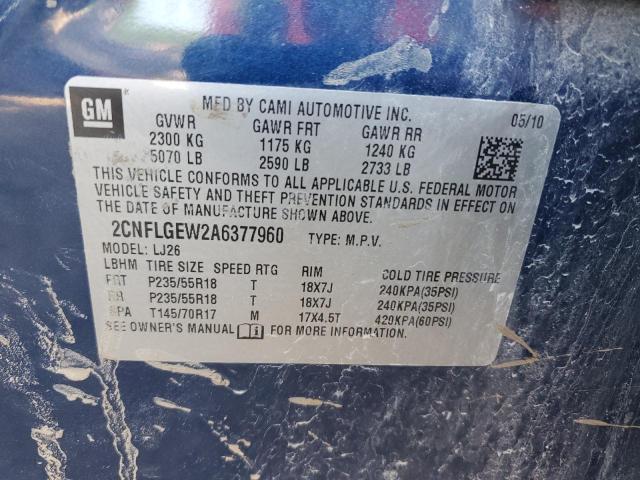 2CNFLGEW2A6377960 2010 CHEVROLET EQUINOX
