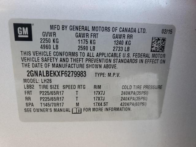 2015 CHEVROLET EQUINOX LT - 2GNALBEKXF6279983