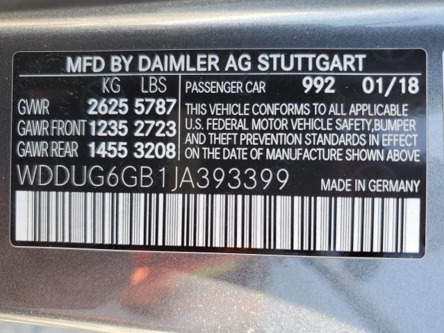 2018 MERCEDES-BENZ S 450 WDDUG6GB1JA393399