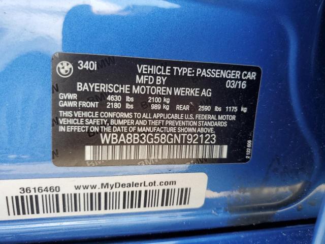 2016 BMW 340 I WBA8B3G58GNT92123
