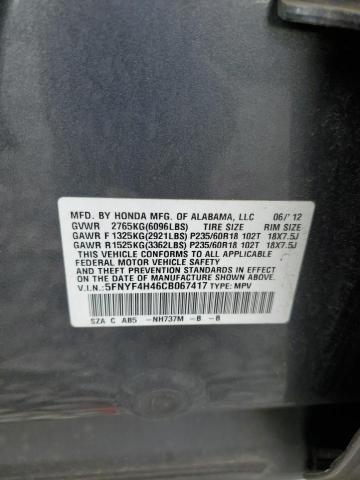 5fnyf4h46cb067417 - 2012 Honda pilot ex - #56117155
