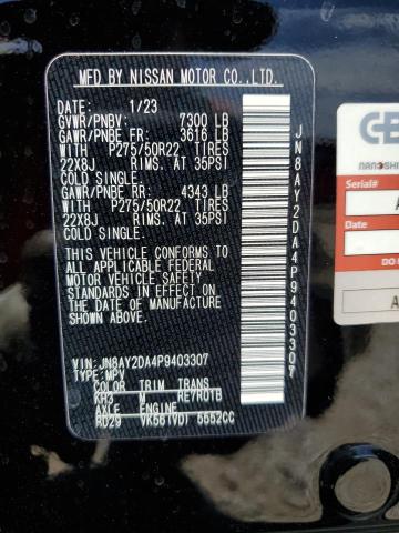 2023 NISSAN ARMADA PLA JN8AY2DA4P9403307