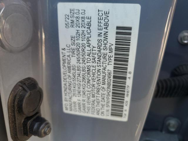 2022 HONDA PILOT SE 5FNYF5H23NB024967
