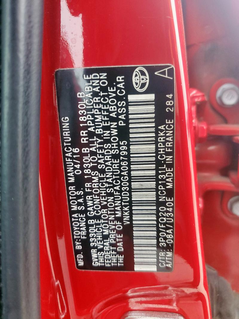 2016 TOYOTA YARIS L - VNKKTUD30GA067995