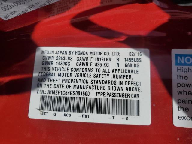 2016 HONDA CR-Z EX JHMZF1C64GS001600