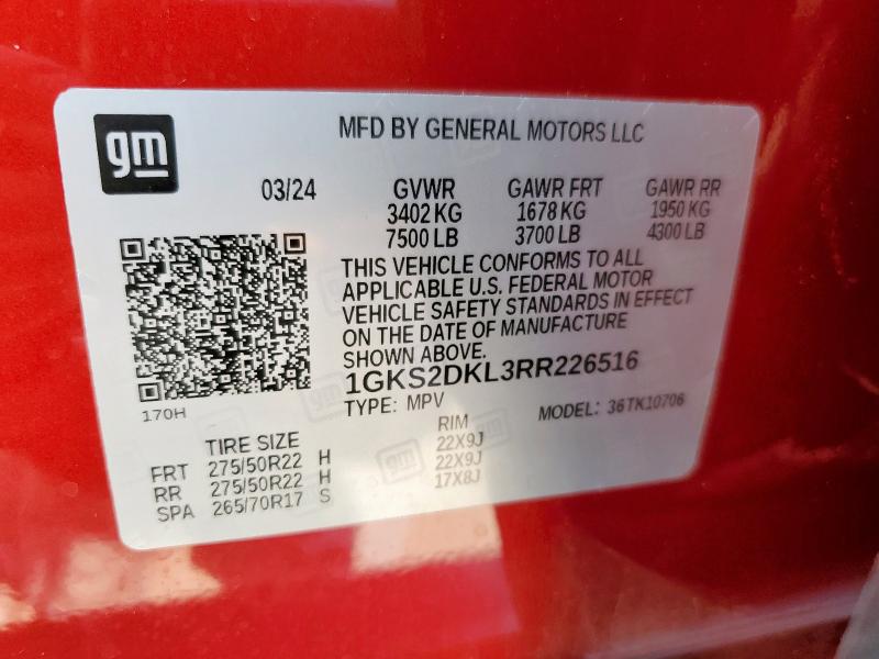 2024 GMC YUKON DENA - 1GKS2DKL3RR226516