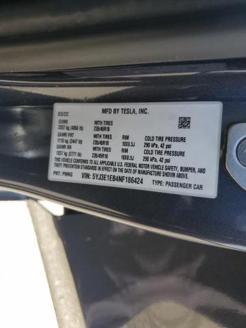 2022 TESLA MODEL 3 - 5YJ3E1EB4NF186424