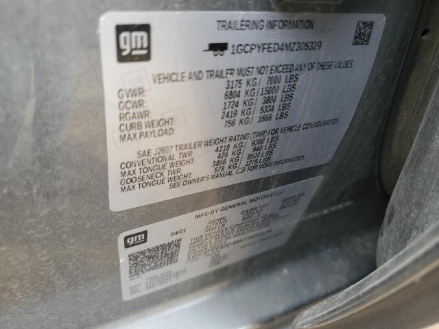 2021 CHEVROLET SILVERADO - 1GCPYFED4MZ305329