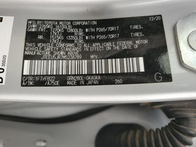 2021 TOYOTA 4RUNNER SR JTEEU5JR7M5238789