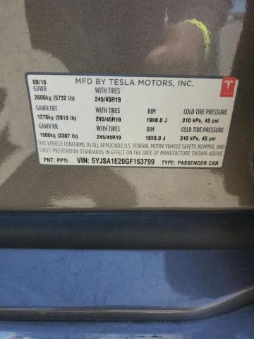 2016 TESLA MODEL S 5YJSA1E20GF153799