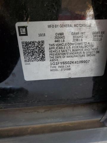 2019 CHEVROLET BOLT EV LT - 1G1FY6S02K4109907