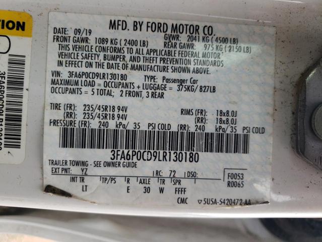 2020 FORD FUSION SEL - 3FA6P0CD9LR130180