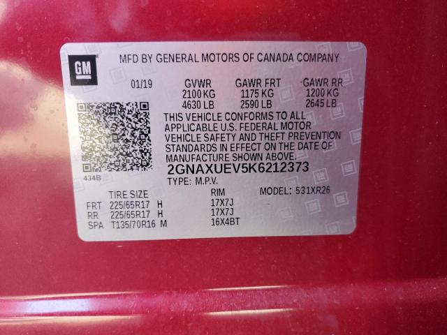 2019 CHEVROLET EQUINOX LT - 2GNAXUEV5K6212373