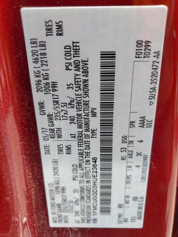 2017 FORD ESCAPE SE - 1FMCU0GD3HUE23648