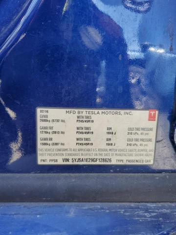 2016 TESLA MODEL S - 5YJSA1E29GF128626