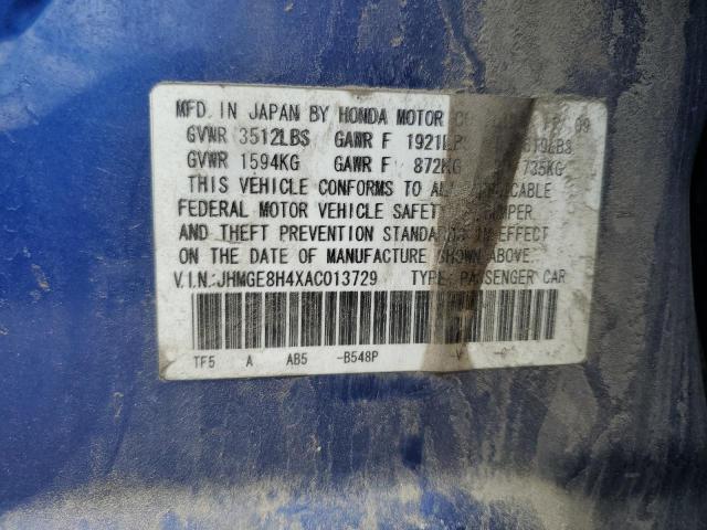 2010 HONDA FIT SPORT - JHMGE8H4XAC013729