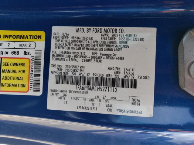 2017 FORD MUSTANG - 1FA6P8AM1H5271112
