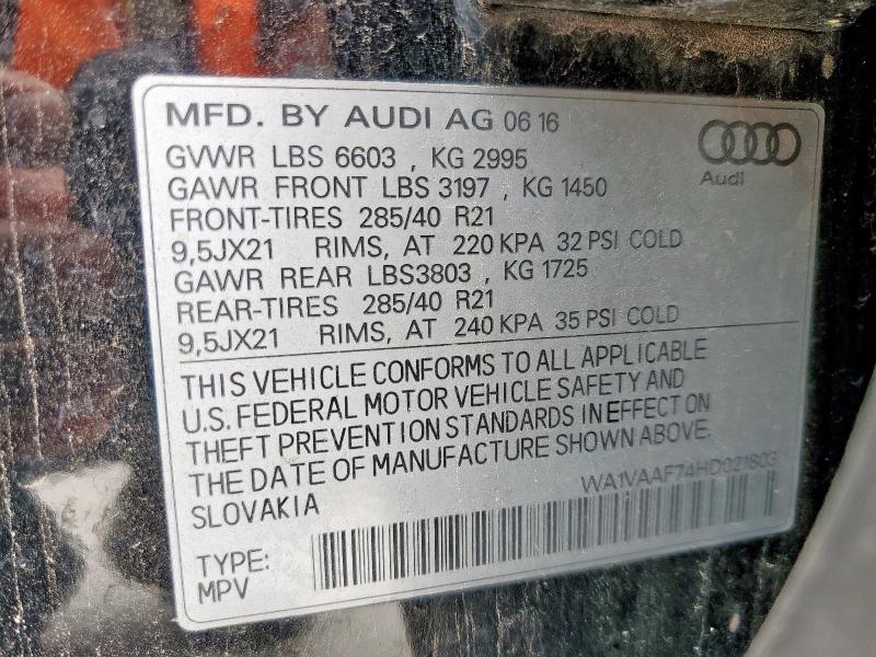 2017 AUDI Q7 PRESTIG WA1VAAF74HD021803