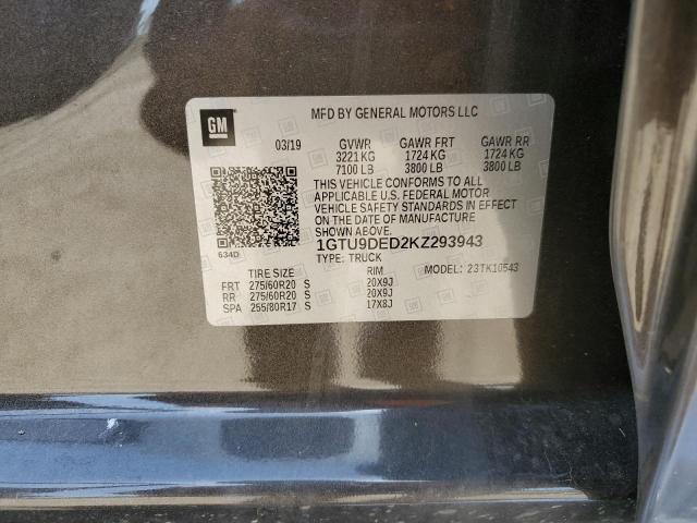 2019 GMC SIERRA K15 1GTU9DED2KZ293943