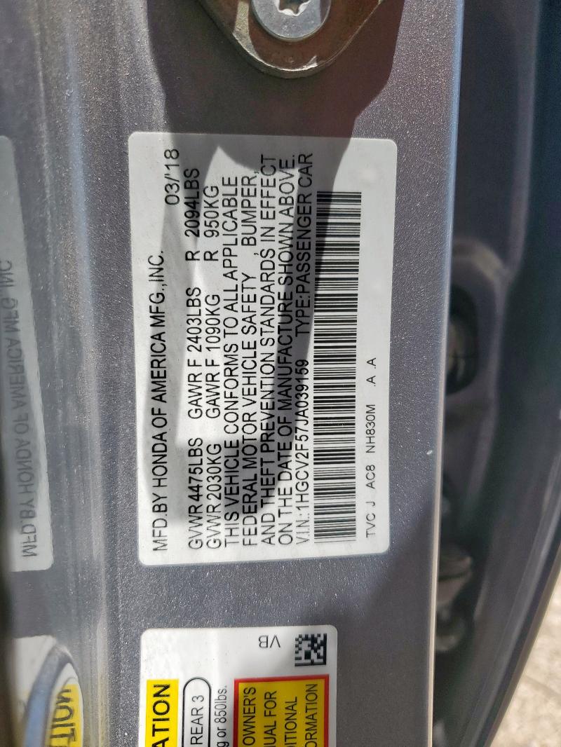 2018 HONDA ACCORD EXL - 1HGCV2F57JA039159