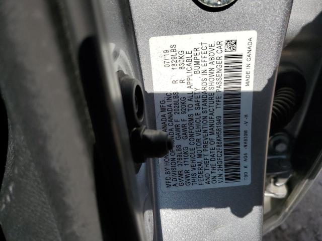2019 HONDA CIVIC SPOR 2HGFC2F86KH581949