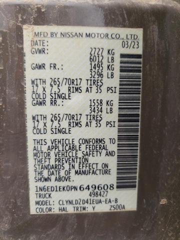 2023 NISSAN FRONTIER S - 1N6ED1EK0PN649608