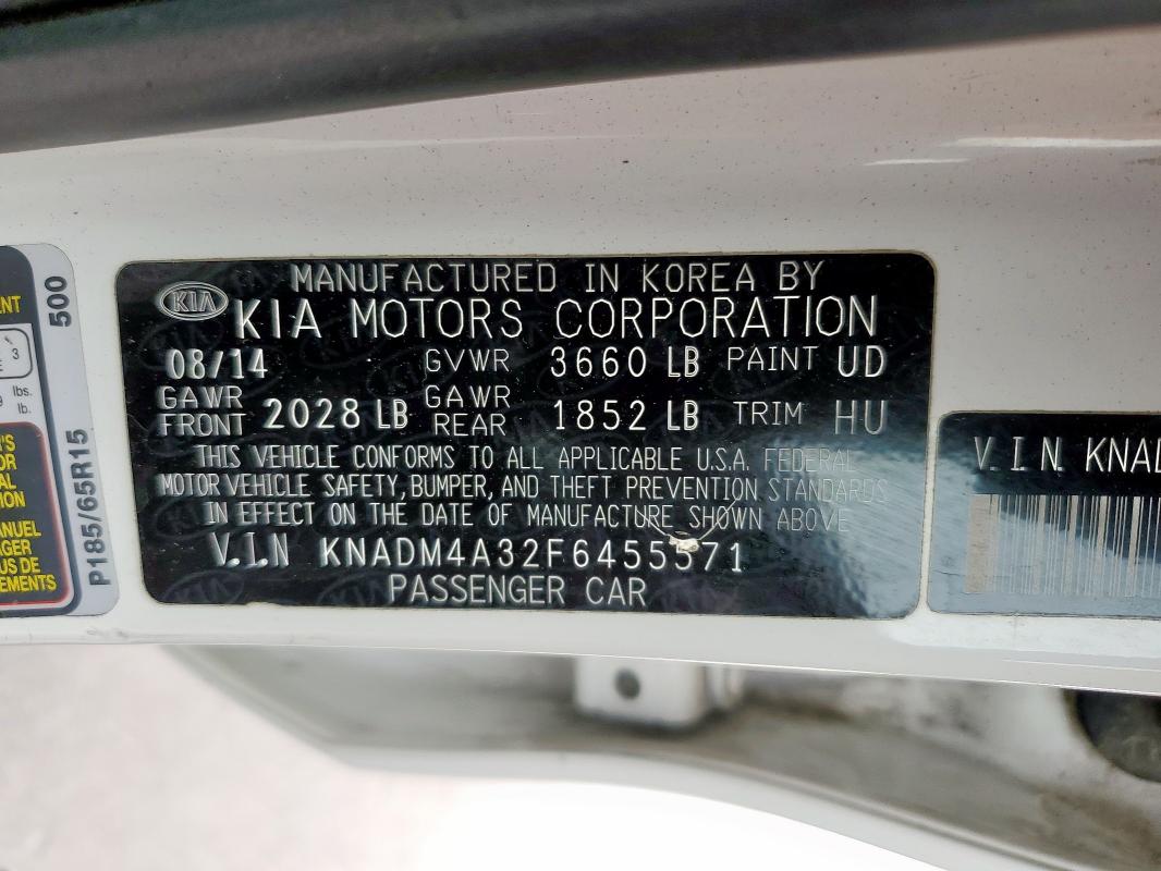 2015 KIA RIO LX KNADM4A32F6455571