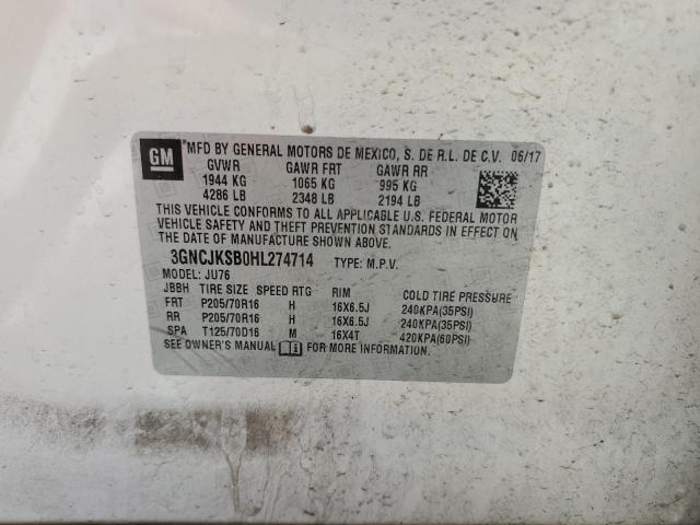 2017 CHEVROLET TRAX LS 3GNCJKSB0HL274714