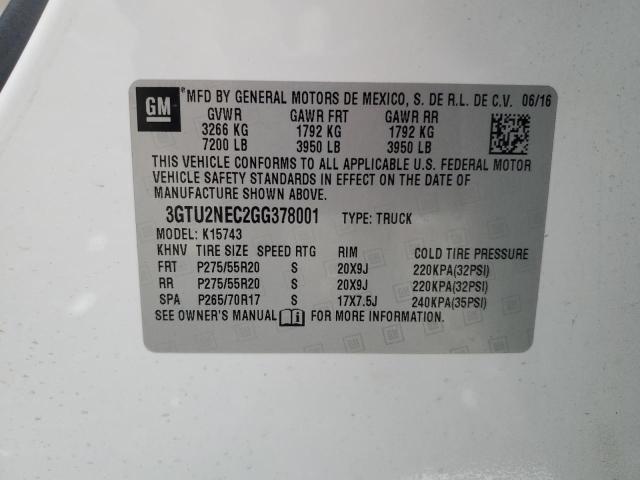 2016 GMC SIERRA K15 - 3GTU2NEC2GG378001