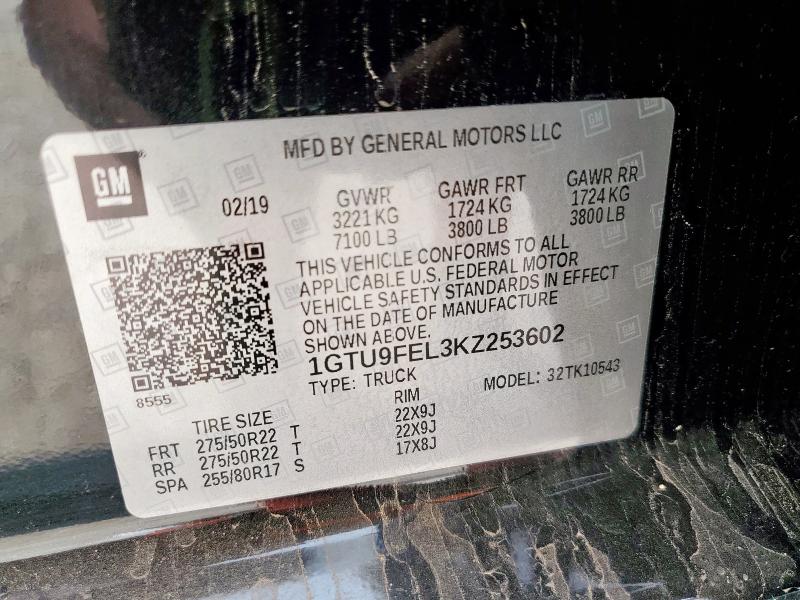 2019 GMC SIERRA K15 - 1GTU9FEL3KZ253602