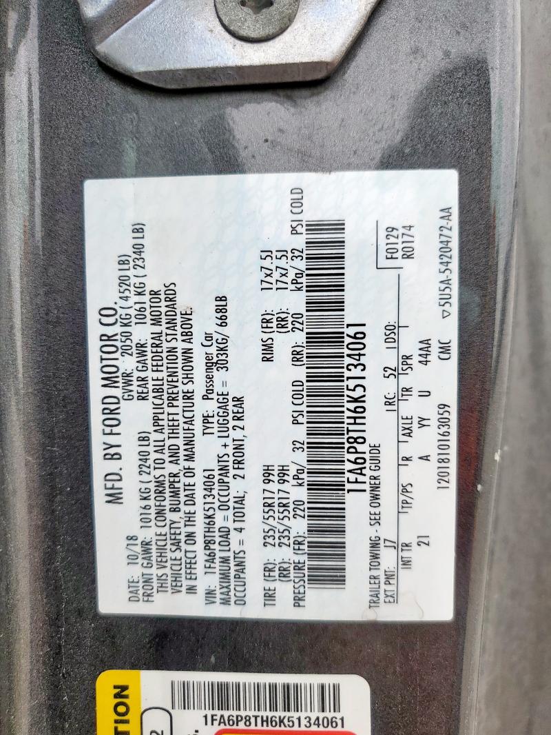 2019 FORD MUSTANG - 1FA6P8TH6K5134061