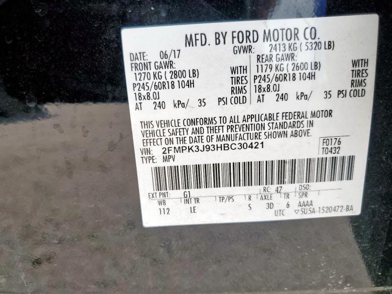 2017 FORD EDGE SEL - 2FMPK3J93HBC30421