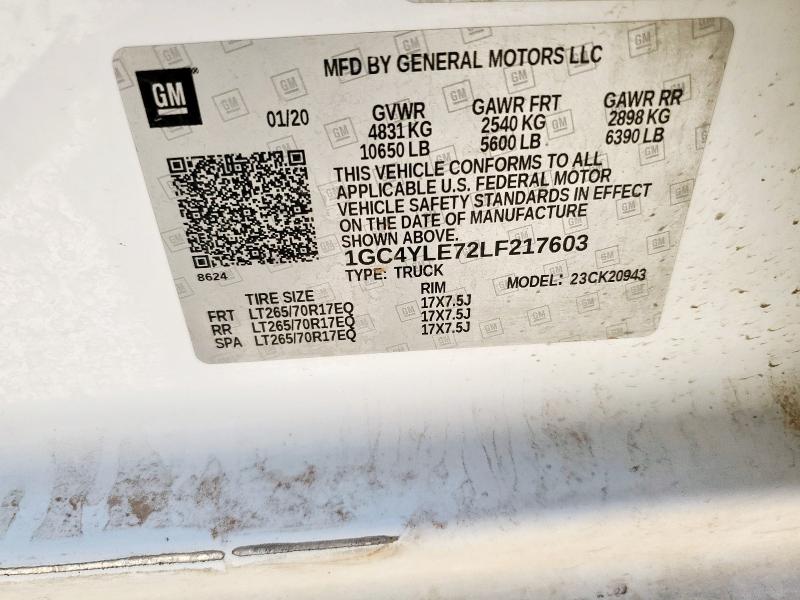 2020 CHEVROLET SILVERADO - 1GC4YLE72LF217603