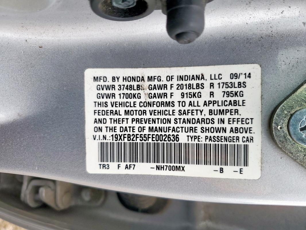 2015 HONDA CIVIC LX 19XFB2F55FE002636