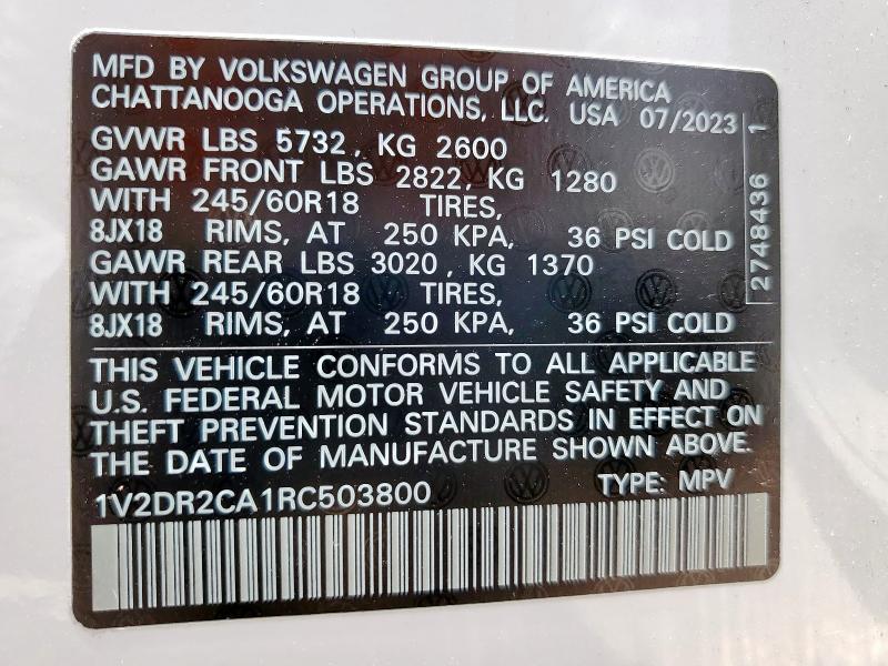 2024 VOLKSWAGEN ATLAS SE - 1V2DR2CA1RC503800