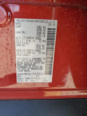 2020 NISSAN ROGUE S 5N1AT2MT3LC727515
