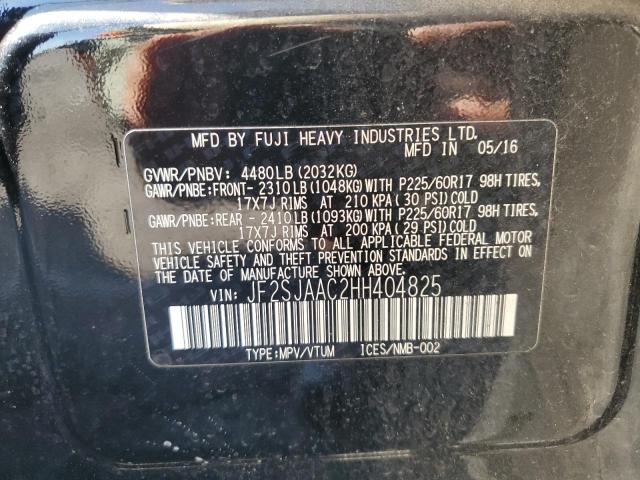2017 SUBARU FORESTER 2 - JF2SJAAC2HH404825